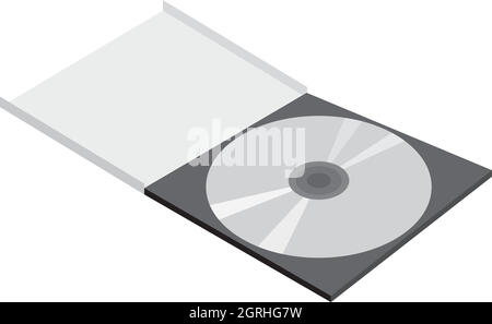 CD in the box icon, black monochrome style Stock Vector