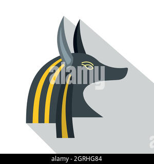 Anubis head icon, flat style Stock Vector