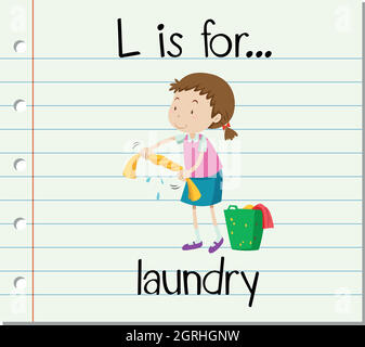 Flashcard letter L is for laundry Stock Vector