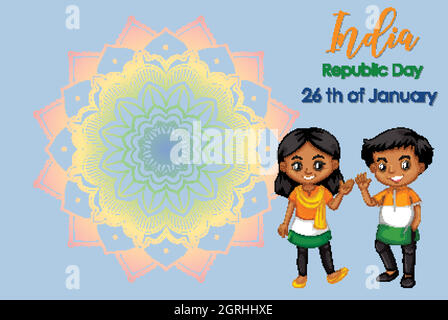 India republic day poster design with happy boy and girl Stock Vector