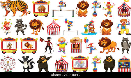 Large circus themed set Stock Vector