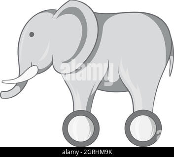 Toy elephant on wheels icon Stock Vector
