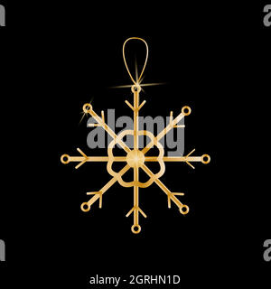 Christmas toy with sequins and glitter. Christmas decorations. Vector golden objects on a black background Stock Vector