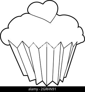 Cupcake icon, outline style Stock Vector