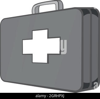 First aid kit icon, black monochrome style Stock Vector