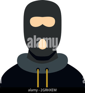 Masked robber icon, flat style Stock Vector