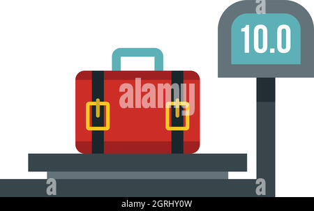 luggage weighing icon, flat style Stock Vector