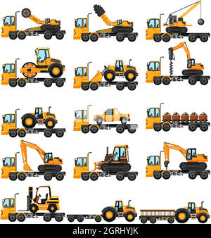 Different types of construction trucks Stock Vector