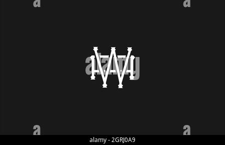LETTERS AW LOGO DESIGN WITH NEGATIVE SPACE FOR ILLUSTRATION USE Stock Vector