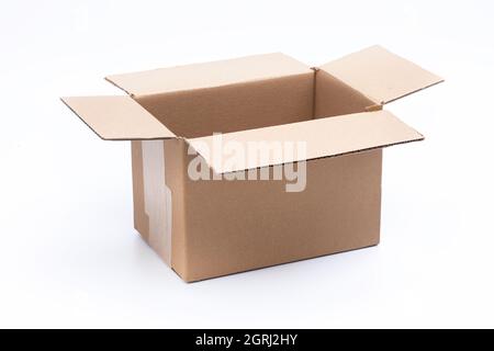 An empty, ope, brown cardboard box Stock Photo
