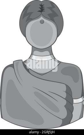 Indian female icon, black monochrome style Stock Vector