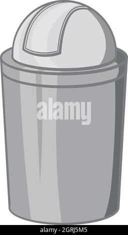 Gray trash can icon, black monochrome style Stock Vector