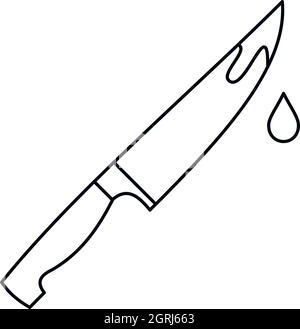 Knife crime weapon icon, outline style Stock Vector