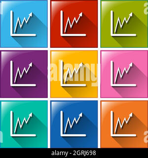 Buttons with linear graphs Stock Vector