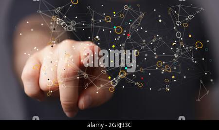Bausiness intelligence analyst dashboard on virtual Stock Photo