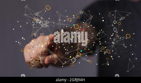 Business intelligence analyst dashboard on virtual Stock Photo