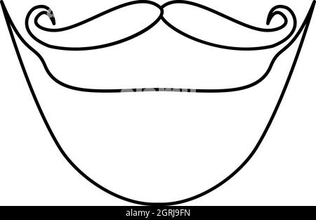 Mustache and beard icon, outline style Stock Vector