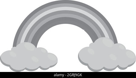 Clouds and rainbow icon, black monochrome style Stock Vector