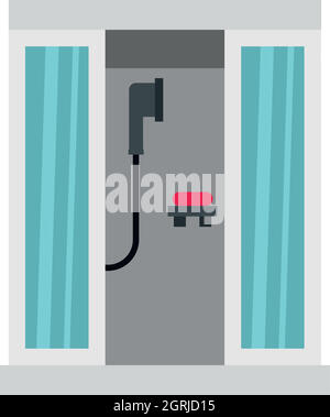 Shower cabin icon, flat style Stock Vector