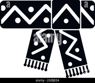 Knitted scarf with pattern icon, simple style Stock Vector
