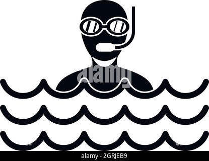 Man with scuba icon, simple style Stock Vector