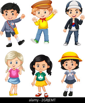Boys and girls from different countries Stock Vector
