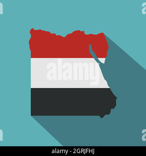 Map of Egypt in Egyptian flag colors icon Stock Vector