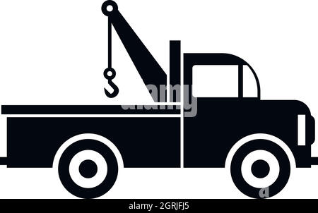 Car towing truck icon in flat style icon Stock Vector