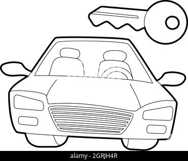 Car and key icon, isometric 3d style Stock Vector