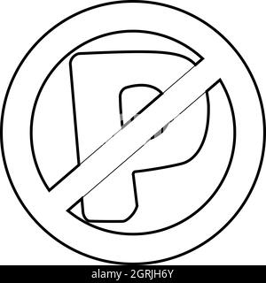 No parking sign icon, isometric 3d style Stock Vector