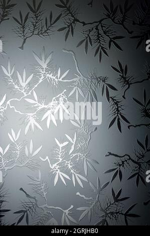 glass, sandblast, pattern, relief, transparent, fragile, window Stock Photo