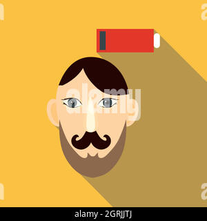 Brain power icon, flat style Stock Vector