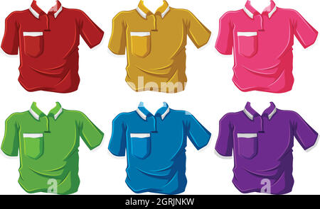 Shirts in six different colors Stock Vector