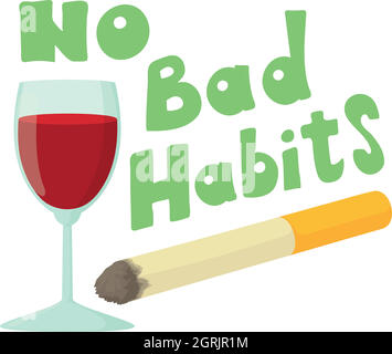 No bad habits wine and cigarettes icon Stock Vector