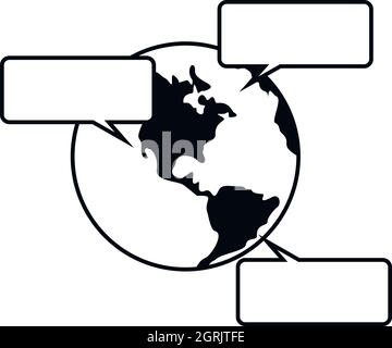Globe and empty speech bubbles icon Stock Vector