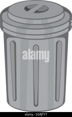 Trash can icon, black monochrome style Stock Vector