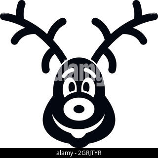 Christmas deer icon, simple style Stock Vector