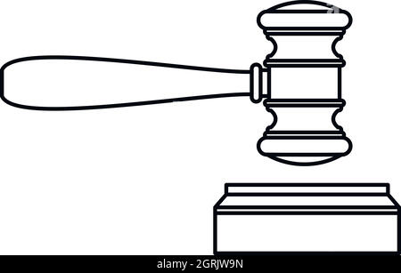 Judge gavel and soundboard icon, outline style Stock Vector