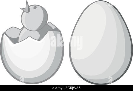 Chick in egg icon, black monochrome style Stock Vector