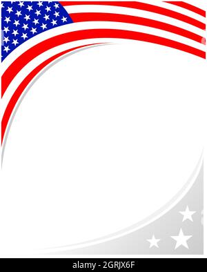 American abstract flag wave corner banner border frame with an empty space for text. Stock Vector