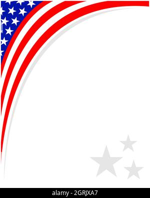American abstract flag wave corner banner border frame with an empty space for text. Stock Vector