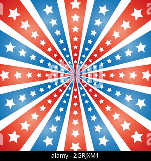 American abstract flag rays with stars retro frame border background with blank space for text. Stock Vector