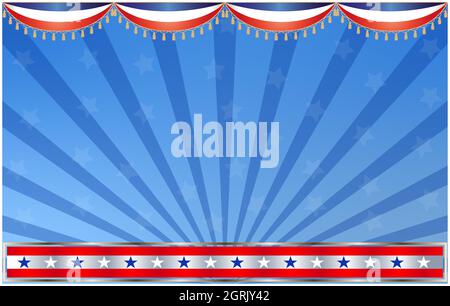Holiday abstract American flag symbols background banner frame. Stock Vector
