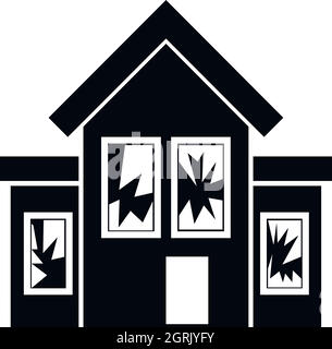 House with broken windows icon, simple style Stock Vector