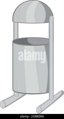 Trash can on legs icon, black monochrome style Stock Vector