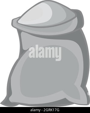 Sack of flour icon, black monochrome style Stock Vector