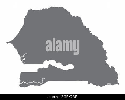 Senegal silhouette map isolated on white background Stock Vector