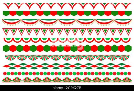 Italian abstract flag symbols decorative banner border divider stripe set. Stock Vector