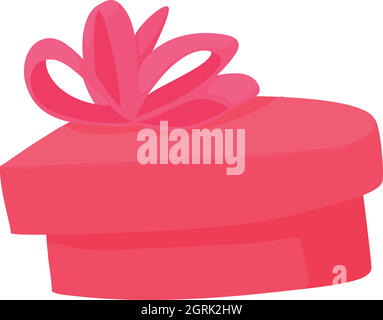 Pink heart shaped gift box with ribbon icon Stock Vector