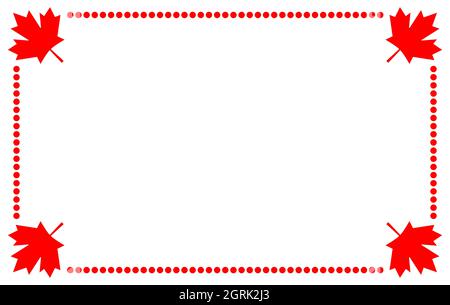 Canadian flag symbols decorative border frame with maple leaves with blank space for your text. Stock Vector